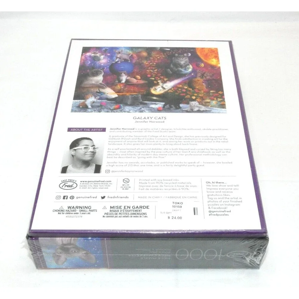 Genuine Fred Jigsaw Puzzle GALAXY CATS JENNIFER NORWOOD 1000 Piece Space Kitten
